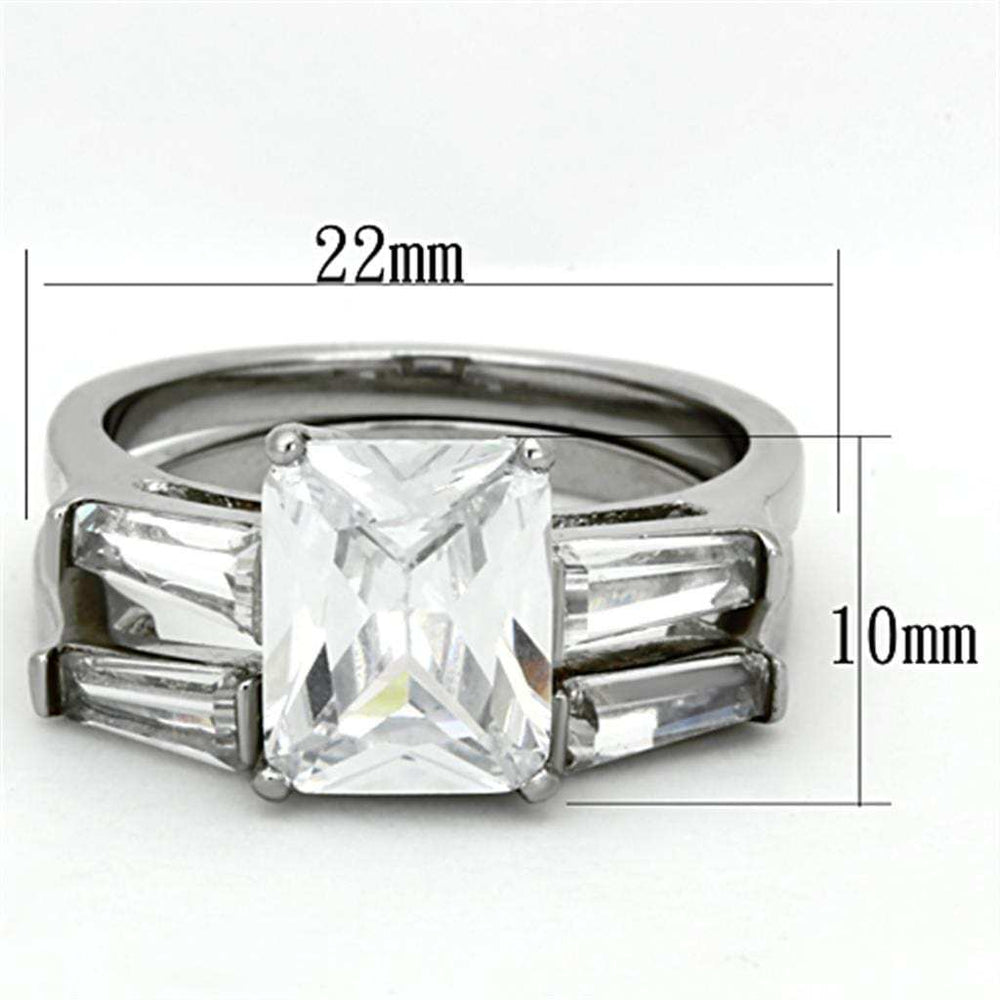 TK1229 - High polished (no plating) Stainless Steel Ring with AAA Grade CZ in Clear - Alamode - Flyclothing LLC