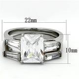 TK1229 - High polished (no plating) Stainless Steel Ring with AAA Grade CZ  in Clear - Alamode