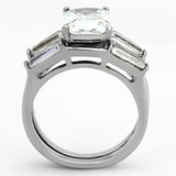 TK1229 - High polished (no plating) Stainless Steel Ring with AAA Grade CZ  in Clear - Alamode