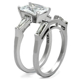 TK1229 - High polished (no plating) Stainless Steel Ring with AAA Grade CZ  in Clear - Alamode