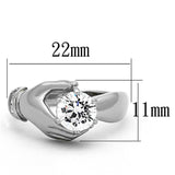 TK1230 - High polished (no plating) Stainless Steel Ring with AAA Grade CZ  in Clear - Alamode