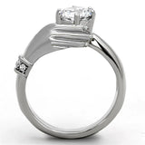 TK1230 - High polished (no plating) Stainless Steel Ring with AAA Grade CZ in Clear - Alamode - Flyclothing LLC