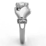 TK1230 - High polished (no plating) Stainless Steel Ring with AAA Grade CZ in Clear - Alamode - Flyclothing LLC