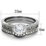 TK1231 - High polished (no plating) Stainless Steel Ring with AAA Grade CZ  in Clear - Alamode