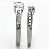 TK1231 - High polished (no plating) Stainless Steel Ring with AAA Grade CZ  in Clear - Alamode
