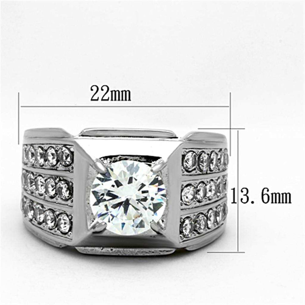 TK1233 - High polished (no plating) Stainless Steel Ring with AAA Grade CZ in Clear - Alamode - Flyclothing LLC