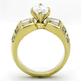 TK1235 - IP Gold(Ion Plating) Stainless Steel Ring with AAA Grade CZ  in Clear - Alamode