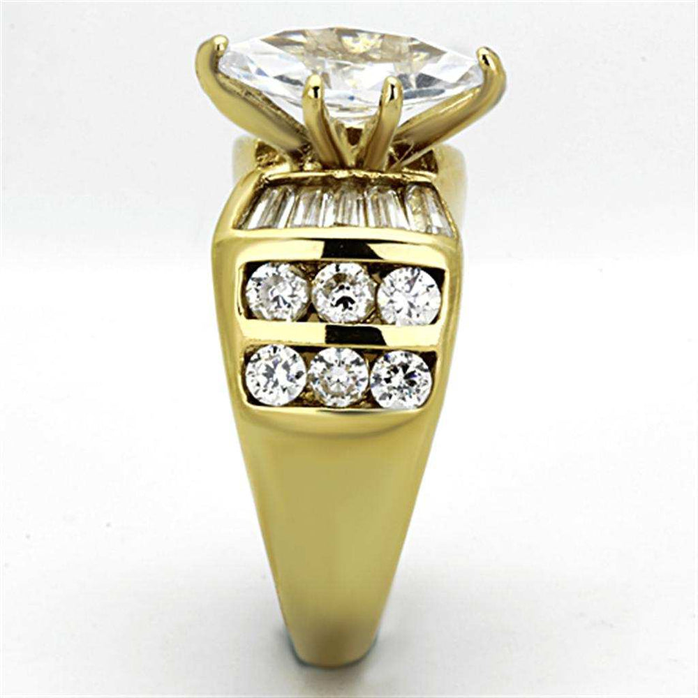 TK1235 - IP Gold(Ion Plating) Stainless Steel Ring with AAA Grade CZ in Clear - Alamode - Flyclothing LLC