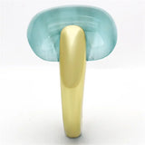 TK1237 - IP Gold(Ion Plating) Stainless Steel Ring with Synthetic Cat Eye in Sea Blue - Alamode - Flyclothing LLC