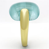TK1237 - IP Gold(Ion Plating) Stainless Steel Ring with Synthetic Cat Eye in Sea Blue