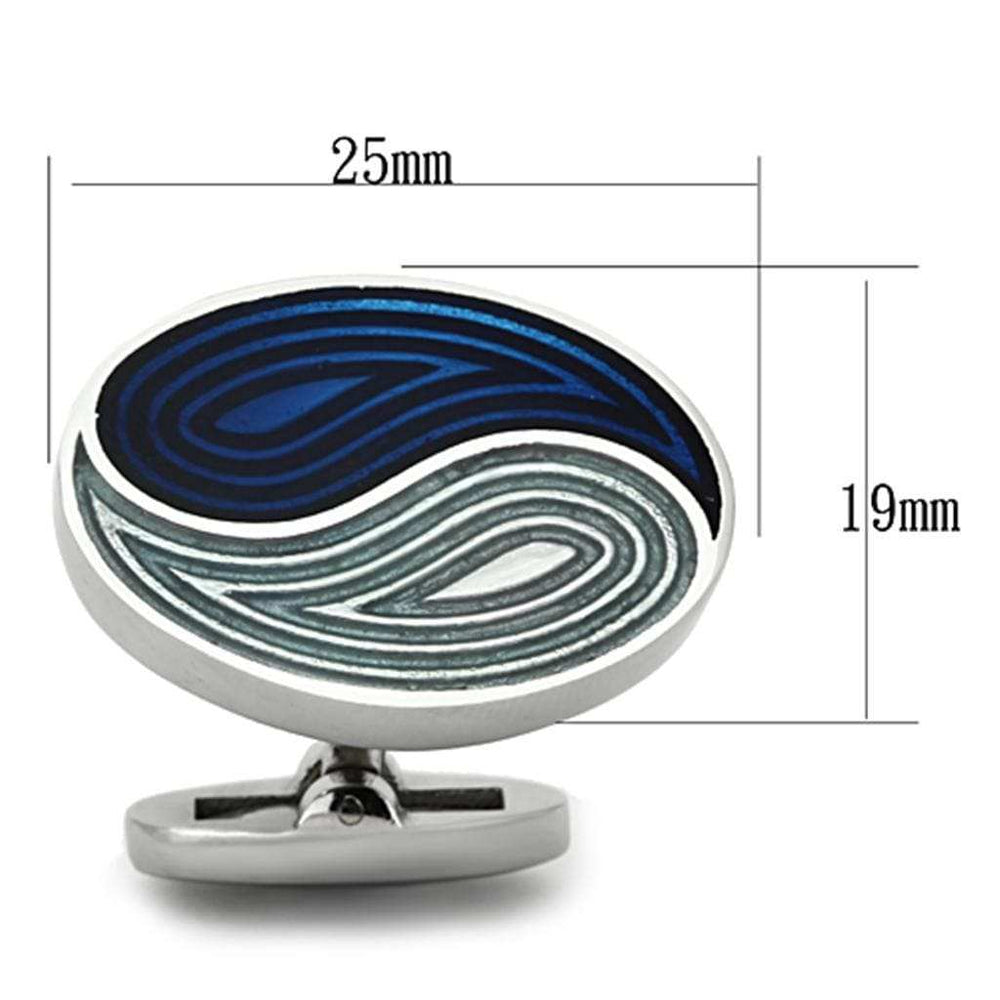 TK1240 - High polished (no plating) Stainless Steel Cufflink with Epoxy in Multi Color - Alamode - Flyclothing LLC