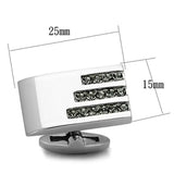 TK1241 - High polished (no plating) Stainless Steel Cufflink with Top Grade Crystal in Black Diamond - Alamode - Flyclothing LLC