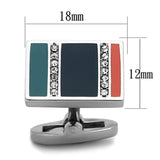 TK1245 - High polished (no plating) Stainless Steel Cufflink with Top Grade Crystal  in Clear - Alamode