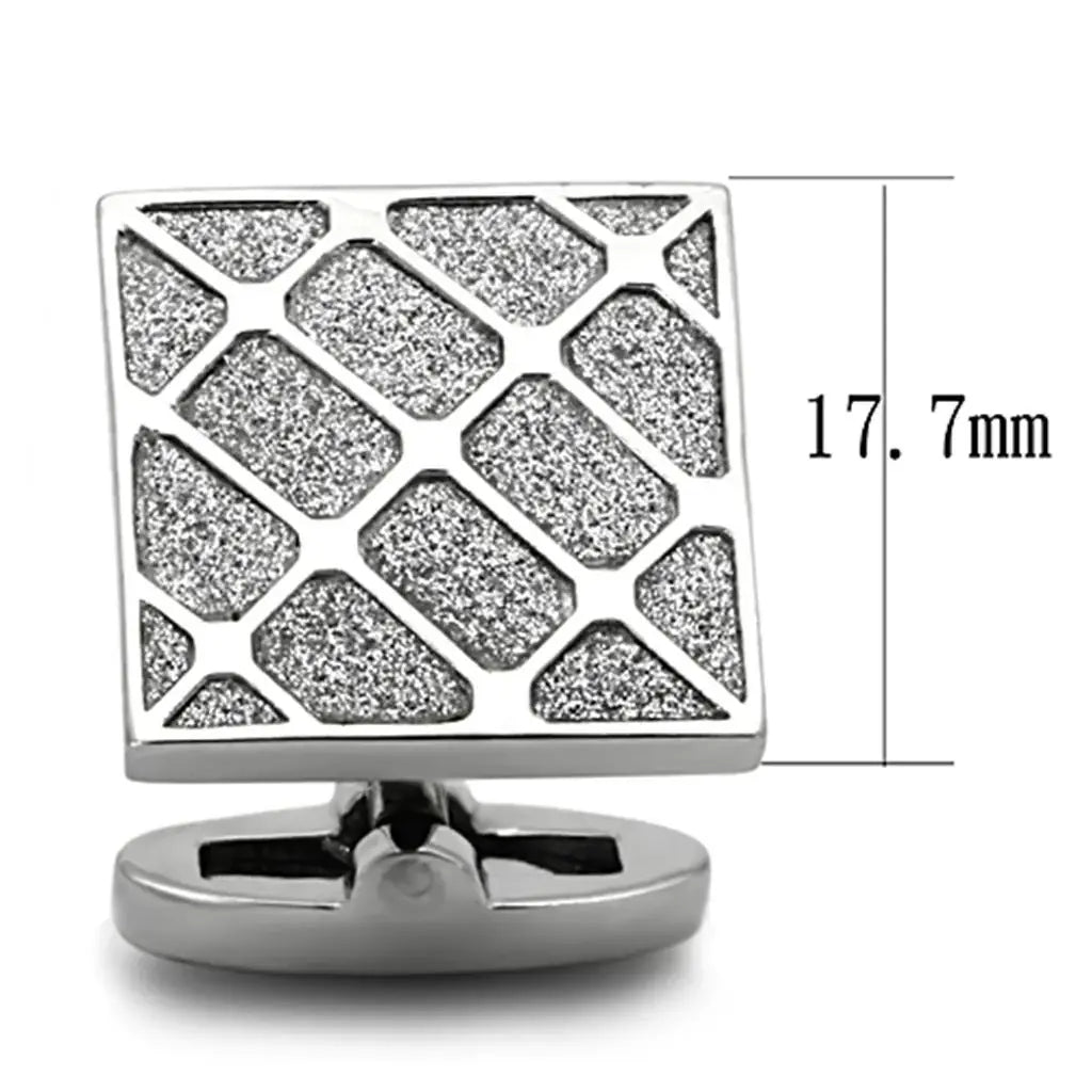 TK1252 - High polished (no plating) Stainless Steel Cufflink with No Stone - Alamode - Flyclothing LLC