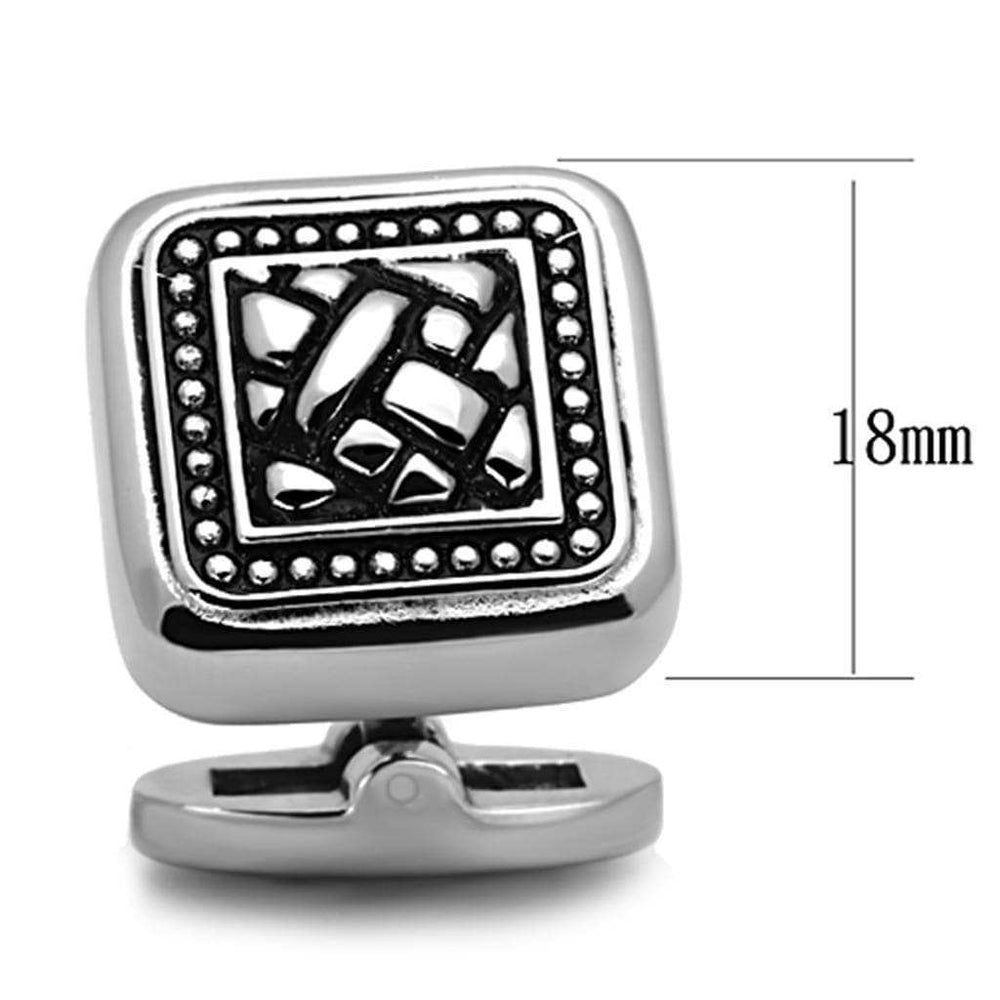 TK1256 - High polished (no plating) Stainless Steel Cufflink with Epoxy in Jet - Alamode - Flyclothing LLC