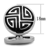 TK1257 - High polished (no plating) Stainless Steel Cufflink with Epoxy  in Jet - Alamode