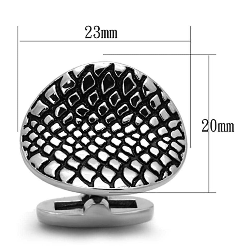 TK1258 - High polished (no plating) Stainless Steel Cufflink with Epoxy in Jet - Alamode - Flyclothing LLC