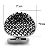 TK1258 - High polished (no plating) Stainless Steel Cufflink with Epoxy  in Jet - Alamode