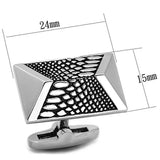 TK1259 - High polished (no plating) Stainless Steel Cufflink with Epoxy in Jet - Alamode - Flyclothing LLC