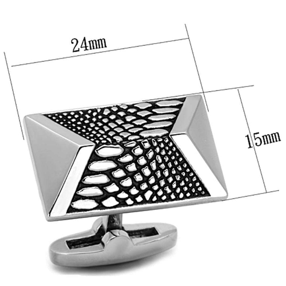 TK1259 - High polished (no plating) Stainless Steel Cufflink with Epoxy in Jet - Alamode - Flyclothing LLC