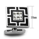 TK1267 - High polished (no plating) Stainless Steel Cufflink with Top Grade Crystal in Clear - Alamode - Flyclothing LLC