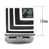TK1269 - High polished (no plating) Stainless Steel Cufflink with Synthetic Onyx in Jet - Alamode - Flyclothing LLC