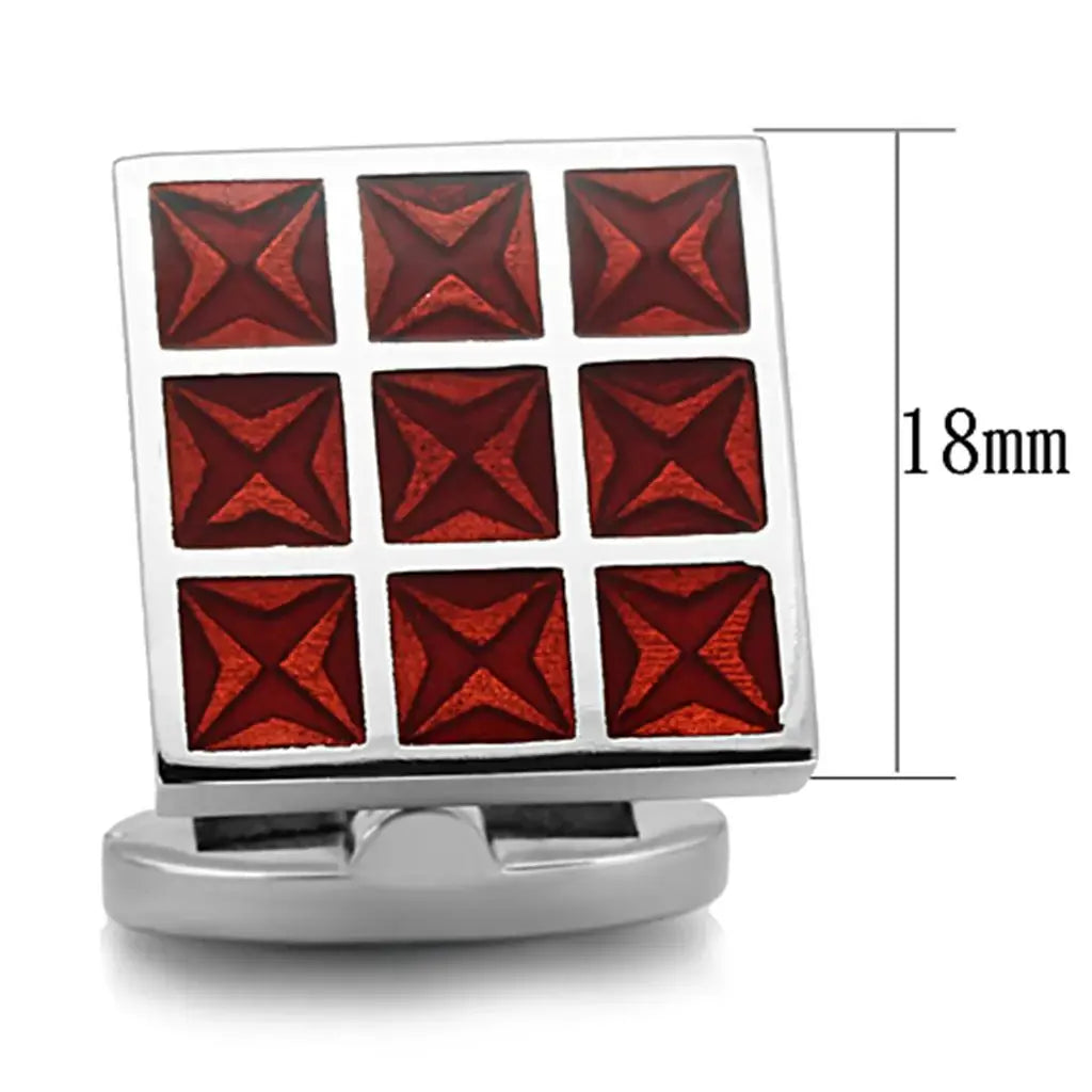 TK1272 - High polished (no plating) Stainless Steel Cufflink with Epoxy in Garnet - Alamode - Flyclothing LLC