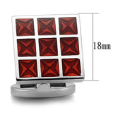 TK1272 - High polished (no plating) Stainless Steel Cufflink with Epoxy  in Garnet - Alamode