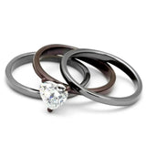TK1274DC - IP Light Black (IP Gun) & IP Dark Brown (IP coffee) Stainless Steel Ring with AAA Grade CZ in Clear - Alamode - Flyclothing LLC