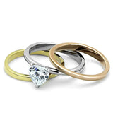 TK1274 - Three Tone IPÃƒÂ¯Ã‚Â¼Ã‹â€ IP Gold & IP Rose Gold & High Polished) Stainless Steel Ring with AAA Grade CZ in Clear - Alamode - Flyclothing LLC