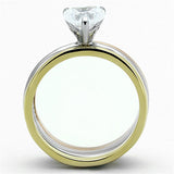 TK1274 - Three Tone IPÃƒÂ¯Ã‚Â¼Ã‹â€ IP Gold & IP Rose Gold & High Polished) Stainless Steel Ring with AAA Grade CZ  in Clear - Alamode