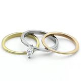 TK1276 - Three Tone IPÃ¯Â¼Ë†IP Gold & IP Rose Gold & High Polished) Stainless Steel Ring with AAA Grade CZ in Clear - Alamode - Flyclothing LLC