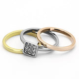 TK1277 - Three Tone IPï¼ˆIP Gold & IP Rose Gold & High Polished) Stainless Steel Ring with Top Grade Crystal  in Clear - Alamode