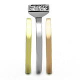 TK1277 - Three Tone IPï¼ˆIP Gold & IP Rose Gold & High Polished) Stainless Steel Ring with Top Grade Crystal in Clear - Alamode - Flyclothing LLC