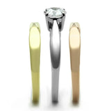 TK1278 - Three Tone IPÃ¯Â¼Ë†IP Gold & IP Rose Gold & High Polished) Stainless Steel Ring with AAA Grade CZ in Clear - Alamode - Flyclothing LLC