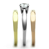 TK1278 - Three Tone IPÃ¯Â¼Ë†IP Gold & IP Rose Gold & High Polished) Stainless Steel Ring with AAA Grade CZ  in Clear