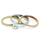 TK1279 - Three Tone IPÃ¯Â¼Ë†IP Gold & IP Rose Gold & High Polished) Stainless Steel Ring with AAA Grade CZ in Clear - Alamode - Flyclothing LLC