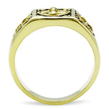 TK127G - IP Gold(Ion Plating) Stainless Steel Ring with Epoxy in Jet - Alamode - Flyclothing LLC