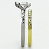 TK1282 - Two-Tone IP Gold (Ion Plating) Stainless Steel Ring with AAA Grade CZ in Clear - Alamode - Flyclothing LLC