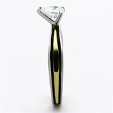 TK1283 - Two-Tone IP Gold (Ion Plating) Stainless Steel Ring with AAA Grade CZ in Clear - Alamode - Flyclothing LLC