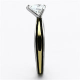 TK1283 - Two-Tone IP Gold (Ion Plating) Stainless Steel Ring with AAA Grade CZ  in Clear - Alamode