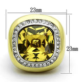 TK1285 - Two-Tone IP Gold (Ion Plating) Stainless Steel Ring with Synthetic Synthetic Glass in Topaz - Alamode