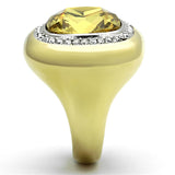 TK1285 - Two-Tone IP Gold (Ion Plating) Stainless Steel Ring with Synthetic Synthetic Glass in Topaz - Alamode