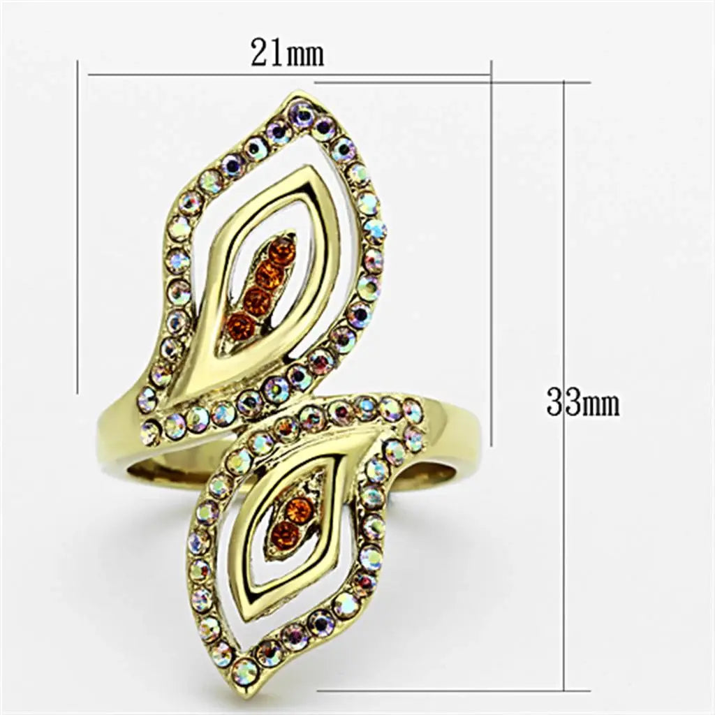 TK1289 - IP Gold(Ion Plating) Stainless Steel Ring with Top Grade Crystal in Multi Color - Alamode - Flyclothing LLC