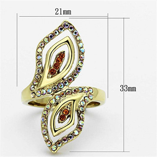 TK1289 - IP Gold(Ion Plating) Stainless Steel Ring with Top Grade Crystal in Multi Color - Alamode - Flyclothing LLC