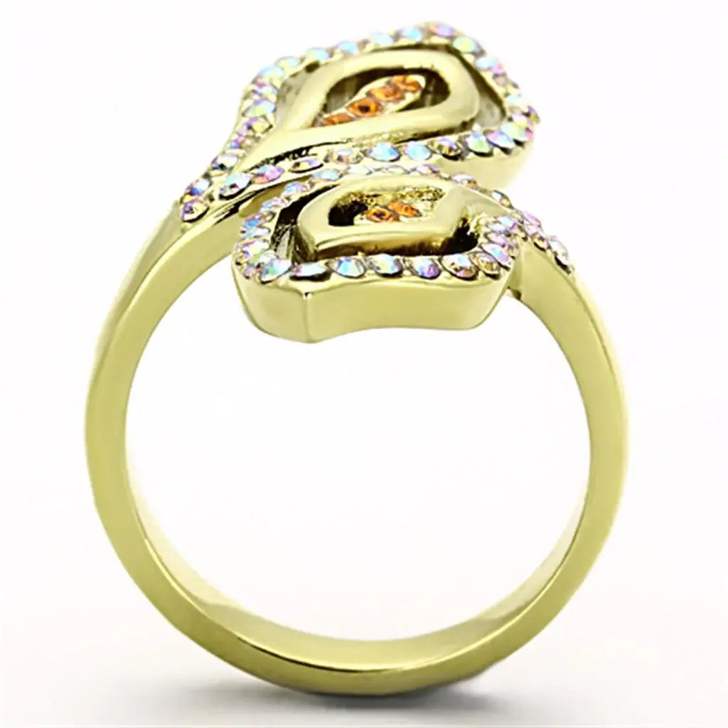 TK1289 - IP Gold(Ion Plating) Stainless Steel Ring with Top Grade Crystal in Multi Color - Alamode - Flyclothing LLC