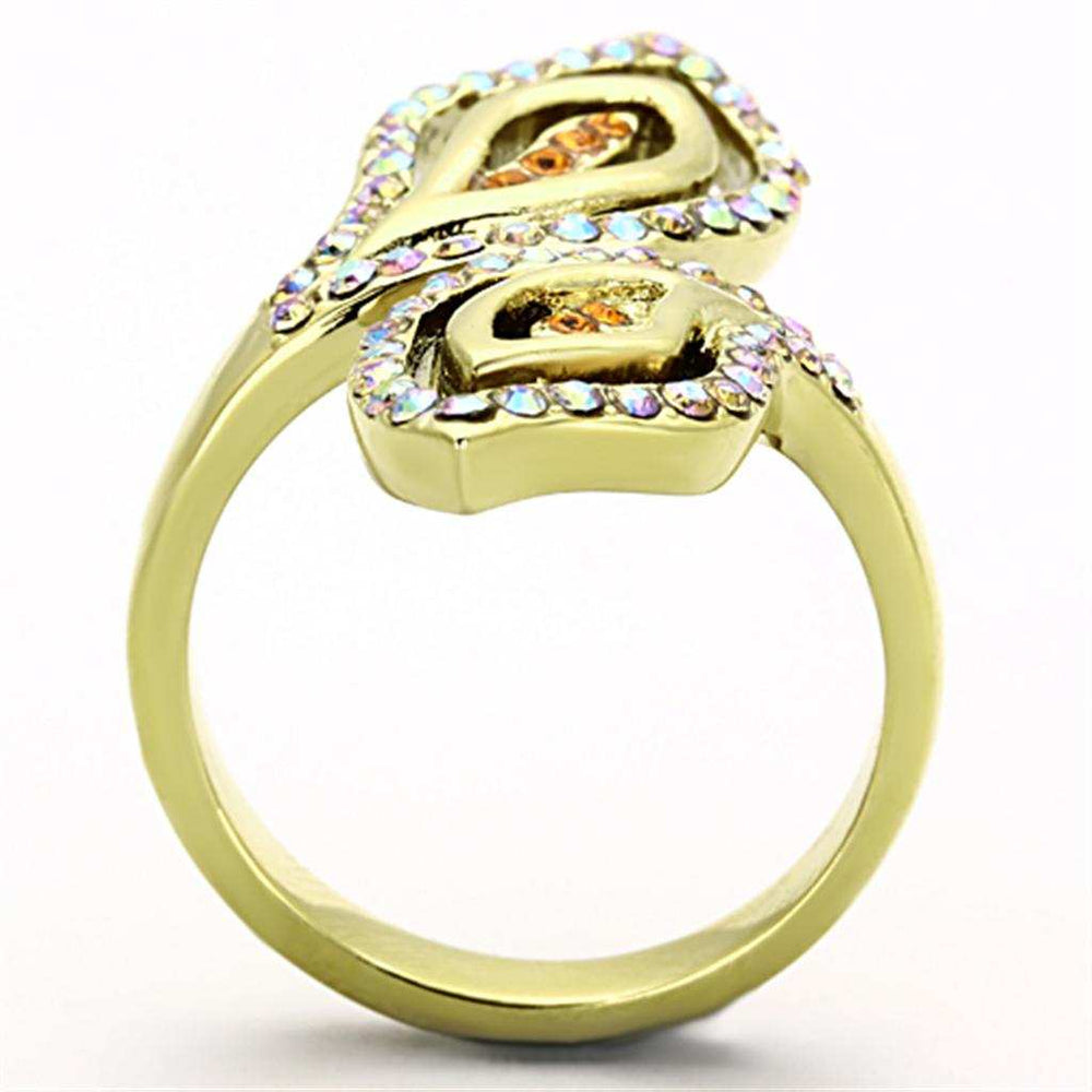TK1289 - IP Gold(Ion Plating) Stainless Steel Ring with Top Grade Crystal in Multi Color - Alamode - Flyclothing LLC