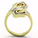 TK1289 - IP Gold(Ion Plating) Stainless Steel Ring with Top Grade Crystal  in Multi Color - Alamode