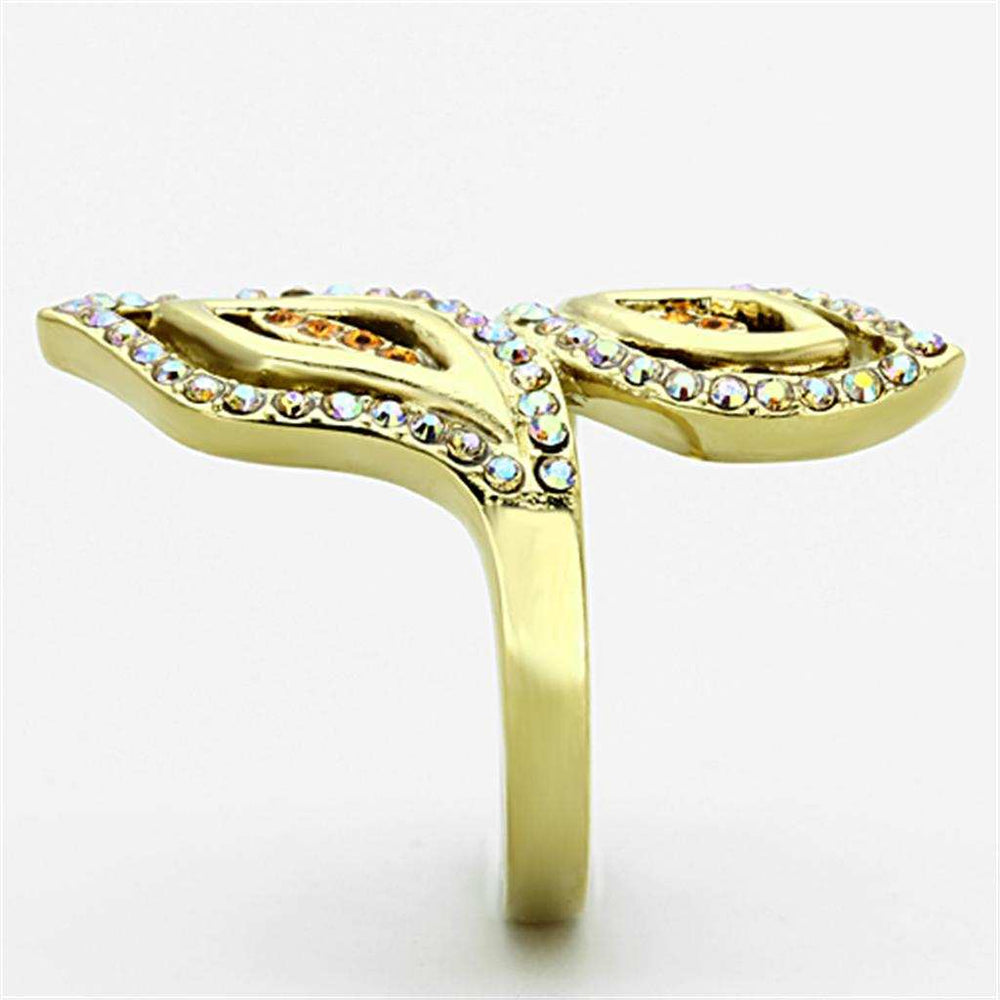 TK1289 - IP Gold(Ion Plating) Stainless Steel Ring with Top Grade Crystal in Multi Color - Alamode - Flyclothing LLC