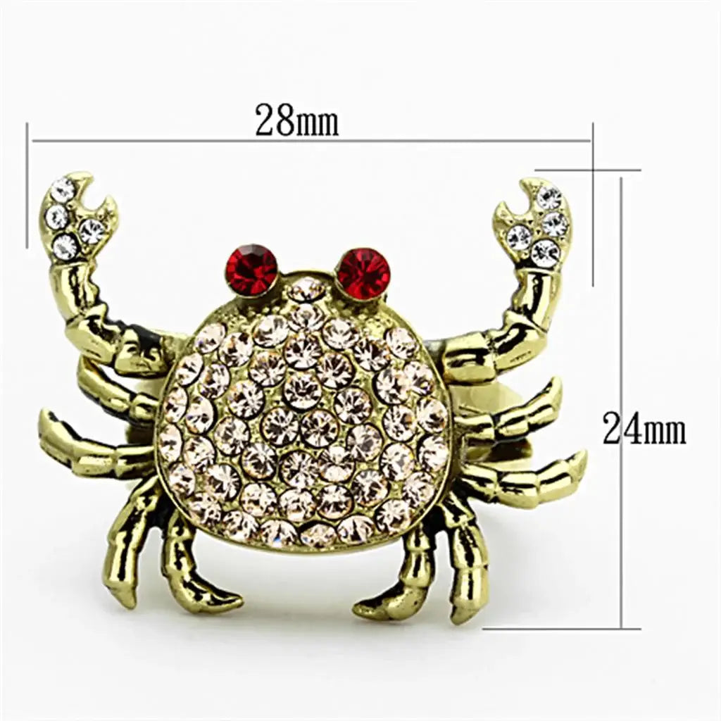 TK1290 - IP Gold(Ion Plating) Stainless Steel Ring with Top Grade Crystal in Multi Color - Alamode - Flyclothing LLC